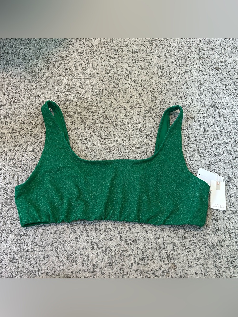 NWT Good American Summer Green Metallic Square Neck Bikini Top Size 4XL